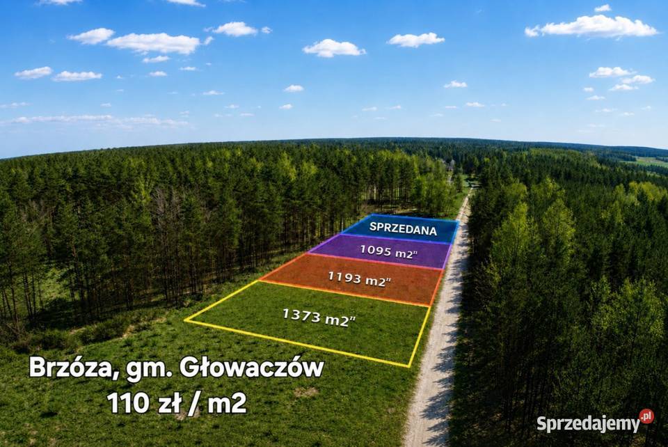 Działka budowlana 1095M2 WZ BRZÓZA Sprzedaż Brzóza sprzedam