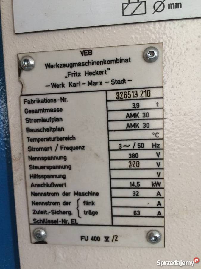 Frezarka uniwersalna WMW HECKERT FU 400 V2 Trzebinia sprzedam