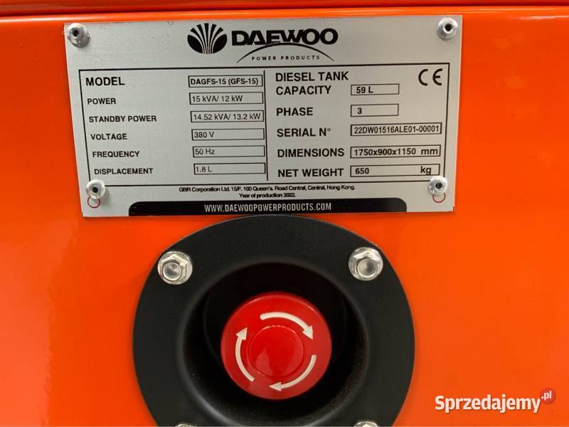 Daewoo DAGFS15 Diesel profesjonalny Agregat Janowice Wielkie
