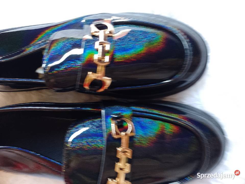 4041 Czarne hologramowe baleriny wieczorowe NOWE