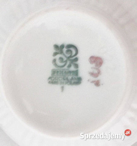 vintage filiżanka z zielonym paskiem prl
