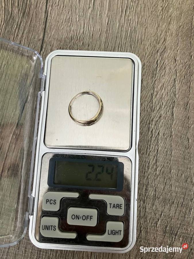 Złoty pierścionek obrączka białe złoto 18K dwa złote Nisko