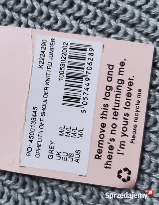 szary sweter missguided nowy ML opadające Białka