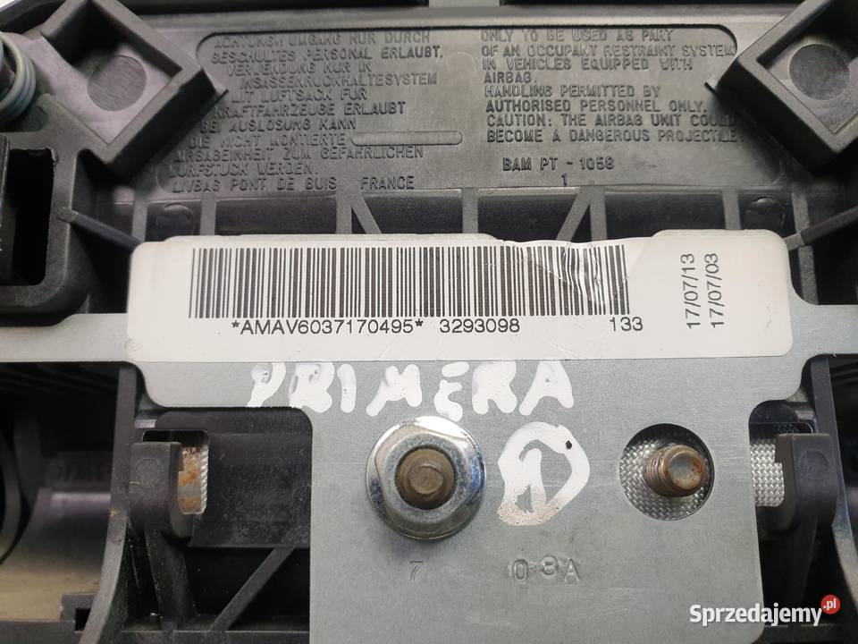 Nissan Primera P12 PODUSZKA POWIETRZNA KIEROWCY Chełm