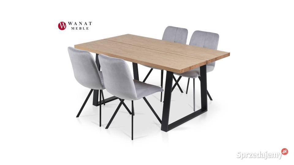 Zestaw Stół LOFT + 4 krzesła Metalowe Nogi Wanat