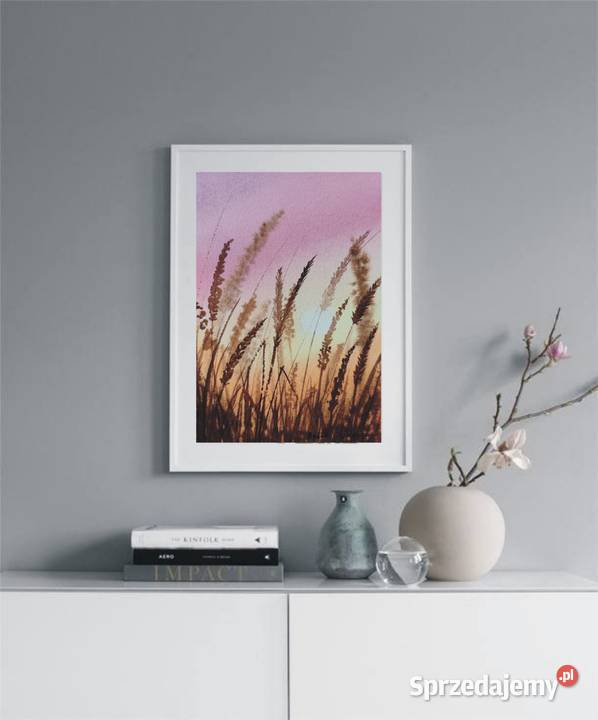 Oryginalna Akwarela Łąka 2 Ręcznie malowana Osobnica