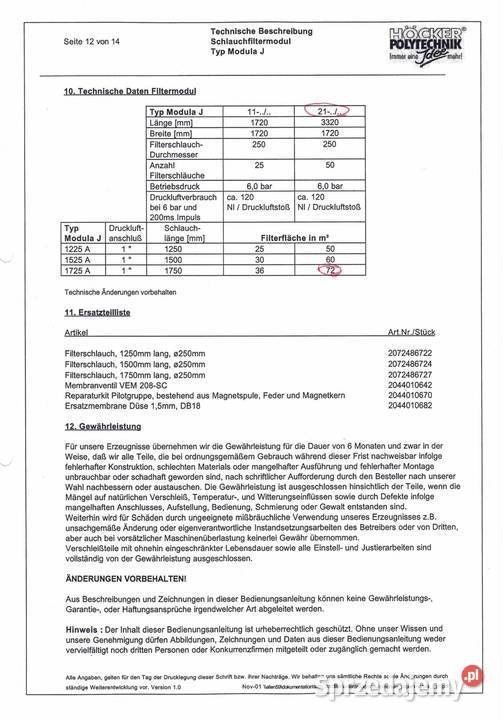 Wyciąg trocinodciąg pyłufiltr Hocker Polytechnik opolskie Zdziechowice