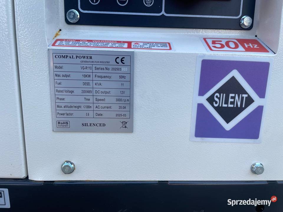 Agregat prądotwórczy diesel 10 kW SILENT Compal Mszana Dolna