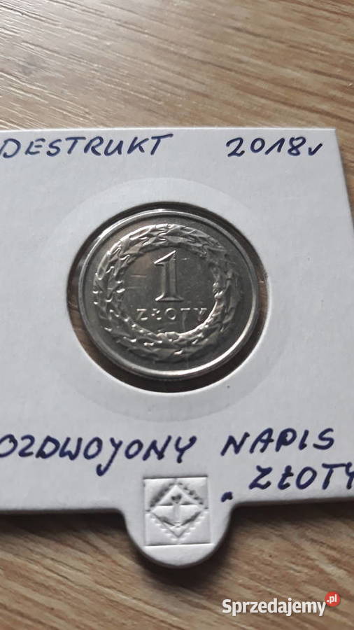 1 złoty 2018 r DestruktPodwojony stempel wielkopolskie Konin