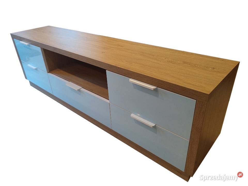 Komoda RTV Dąb kamienny Biały połysk 39cm Meble Białystok