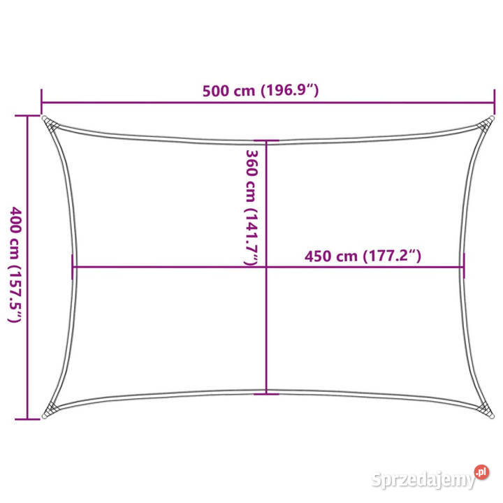 Żagiel przeciwsłoneczny 160 gm czarny 4x5 m HDPE