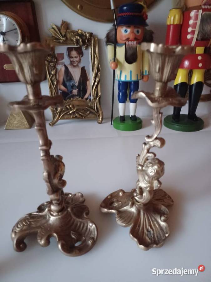 Komplet dwóch świeczników Mosiądz Kolekcja Poznań