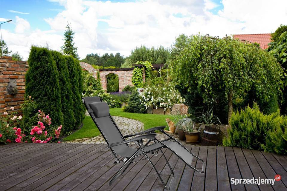 Leżak ogrodowy plażowy fotel składany z szary Poznań