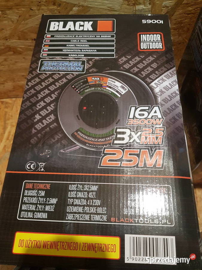 Przedłużacz bębnowy ogrodowy Black 25 m 4 gn Głogowa