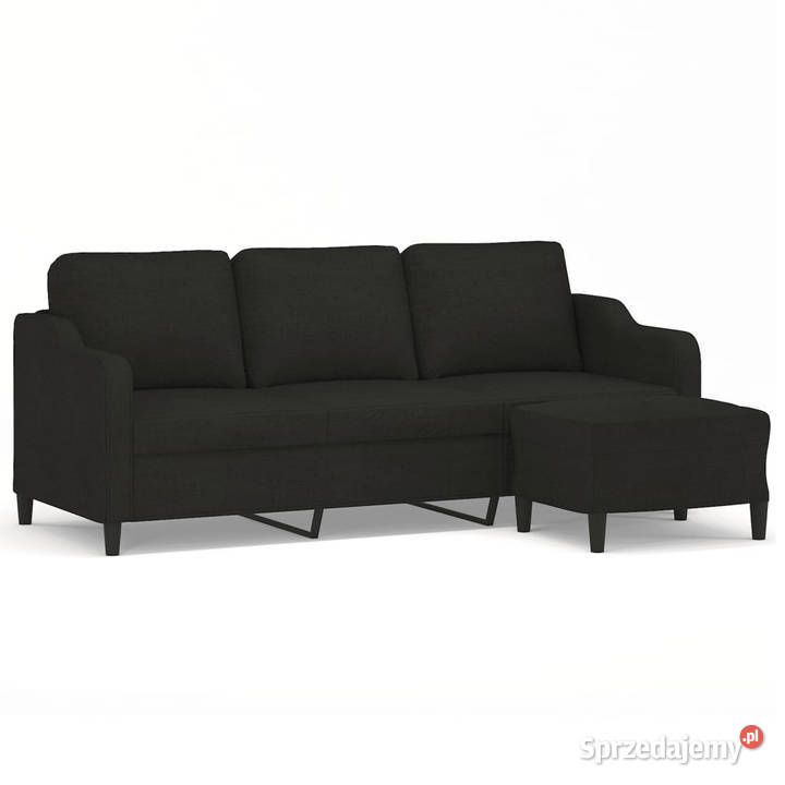 3osobowa sofa z podnóżkiem czarna 180 tkaniną mazowieckie Warszawa