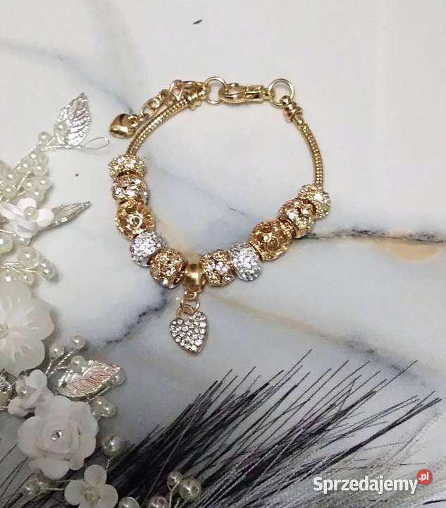 Urocza bransoletka ze stali szlachetnej Pandora pozłacane łódzkie Zgierz