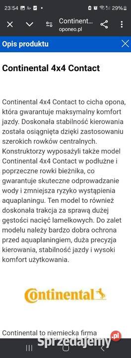 Opony Continental 4x4 Contact 23565R17 MS Zielona Góra