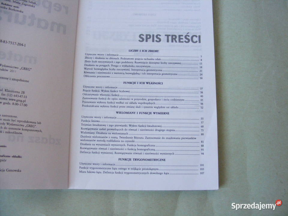 Nowa matura z matematyki Repetytorium maturzysty Oborniki Śląskie