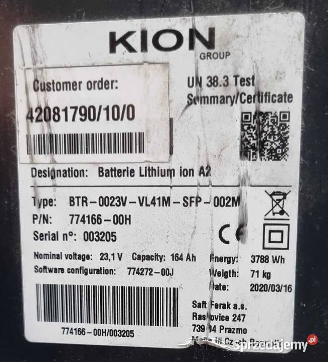 STILL Bateria LitowoJonowa BTR023VVL41MS Dąbrowa Górnicza