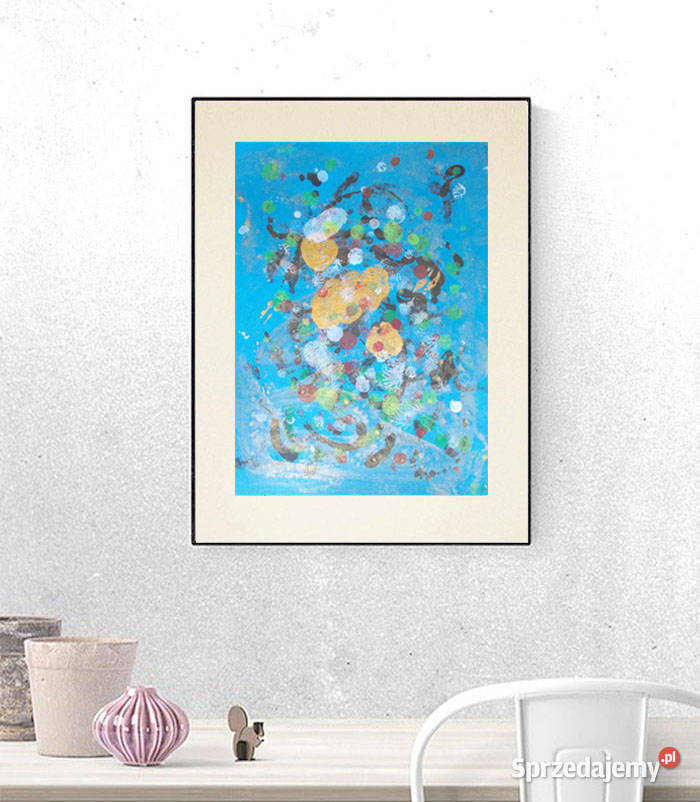 złoto niebieska abstrakcja nowoczesny rysunek do mazowieckie Warszawa sprzedam