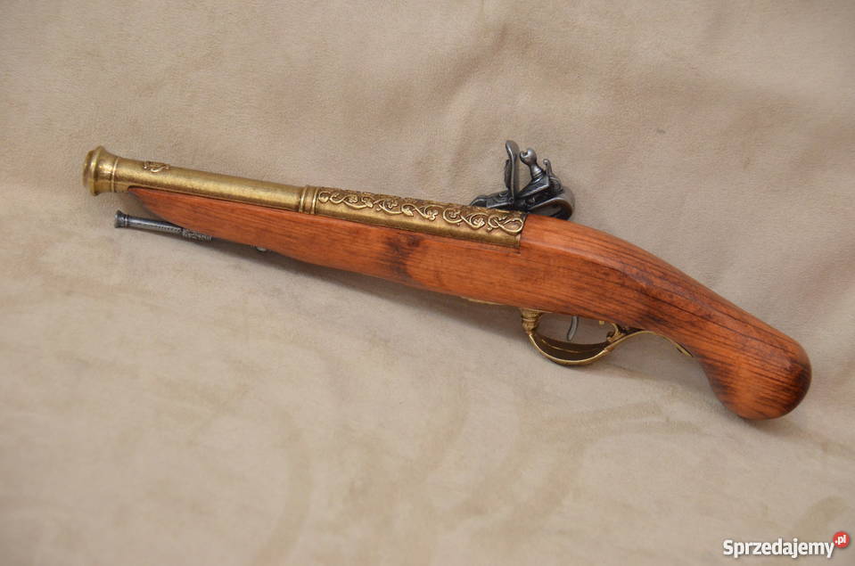Replika broni brytyski pistolet skałkowy XVIIIw Środa Wielkopolska