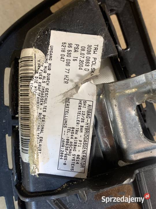 Poduszka airbag fotela prawa 9653003677 peugeot Szczecin
