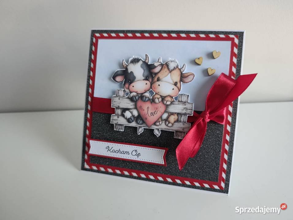 Kartka ręcznie robiona na walentynki Kocham Cię Łódź
