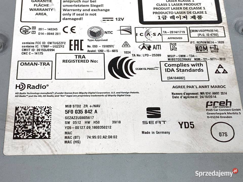 CZYTNIK NAWIGACJI SEAT LEON III 5F0035842A sprzedam