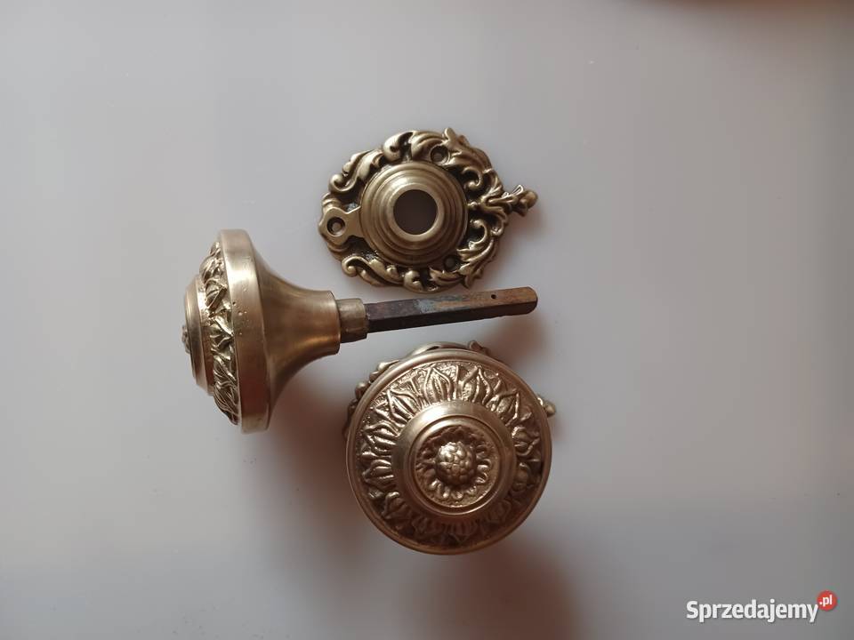 Komplet gałek z szyldami Klamki Mosiądz