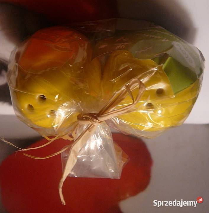 Małe solniczki żółte pisanki małe 6 drewniane dolnośląskie Wrocław