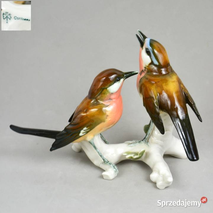 Para ptaszków na gałązce sygnowana Karl Ens Bronisze sprzedam