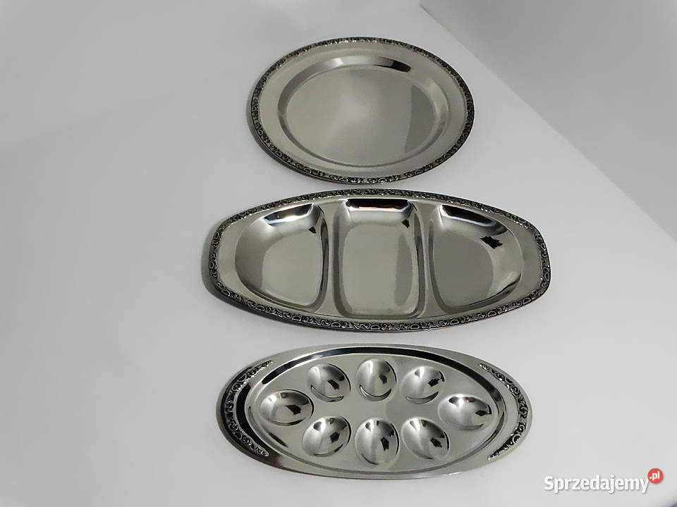 Zestaw 3 dekoracyjnych tac stal nierdzewna Biłgoraj sprzedam