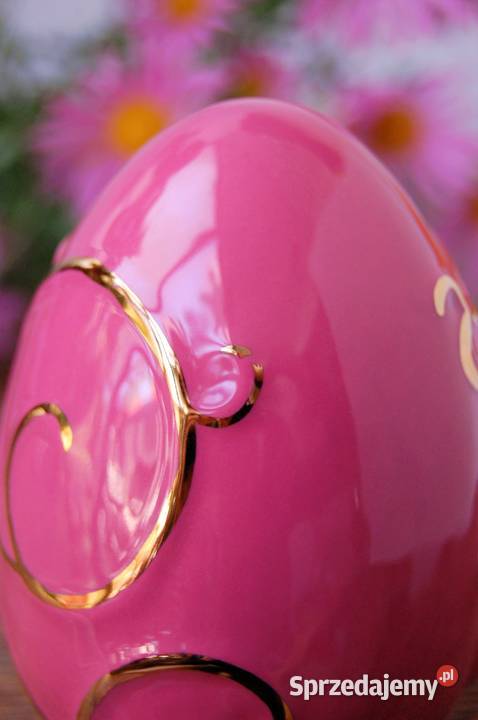 Jajo złocone ceramika Emaux de Longwy Francja Lublin