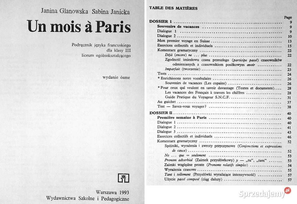 Un mois a Paris kl 3 LO Janina Glanowska miękka Pozostałe Chełm