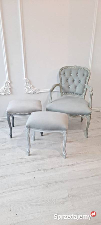 Stylowa pufa podnóżek fotel Ludwik Ludwikowska Szczecin