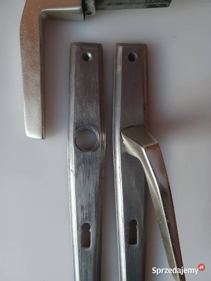 Zabytkowy komplet klamek z szyldami PRL Poznań