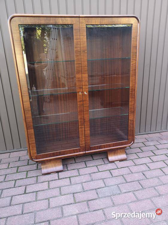 Witryna Biblioteka Serwantka ARTDECO Orzech Antyki, Sztuka, Kolekcje wielkopolskie Swarzędz sprzedam