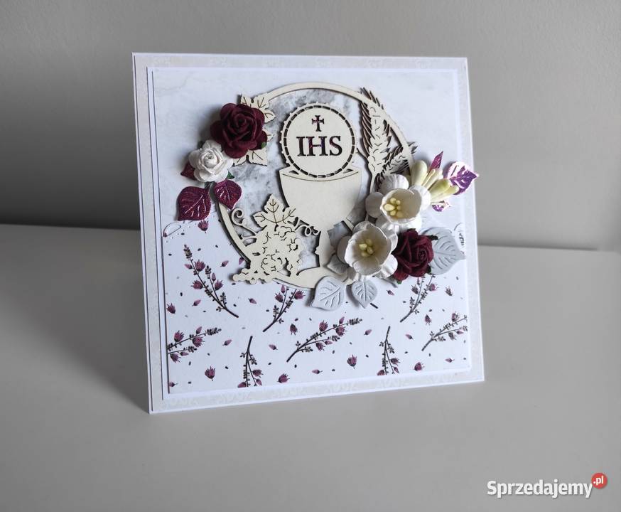 Kartka ręcznie robiona Komunia Święta z