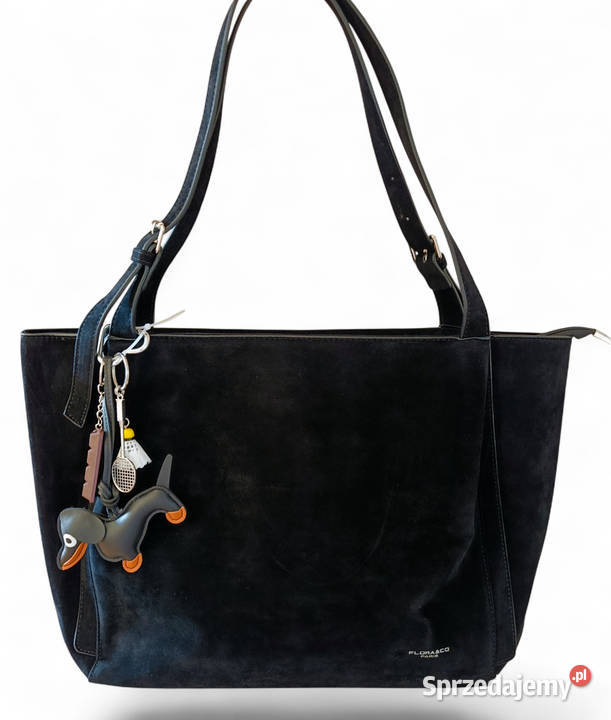 Torebka damska noir zamsz shopperka pojemna Dla kobiet Żabiczyn