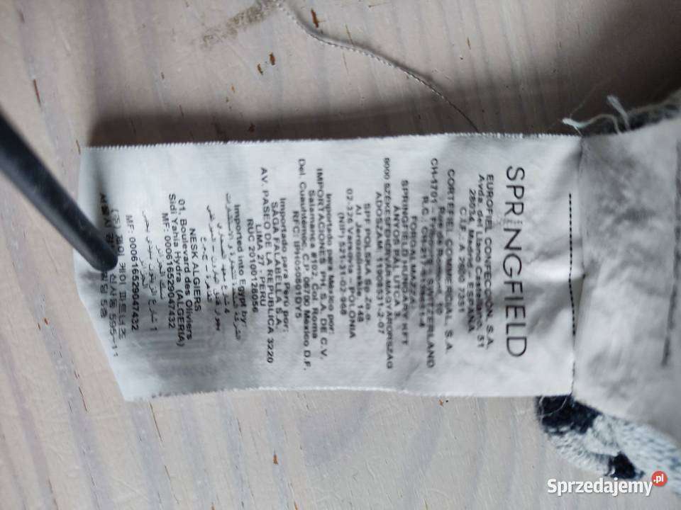 Sweter serek Springfield w paski szaro kremowo biały Głuchołazy