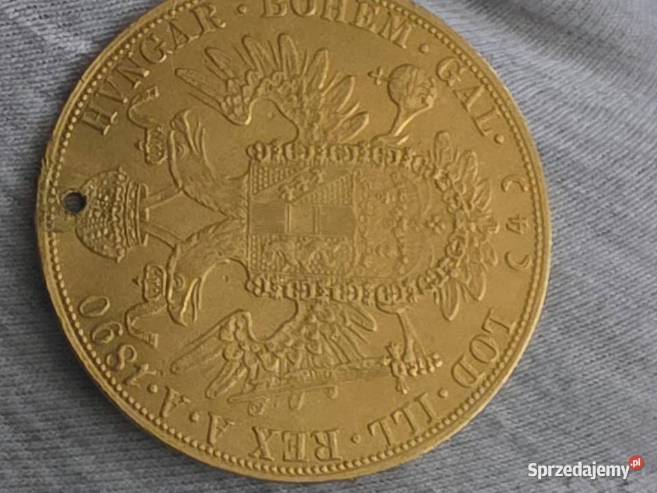 Złota moneta 4 dukaty próby999 i wadze 1389g Głogów