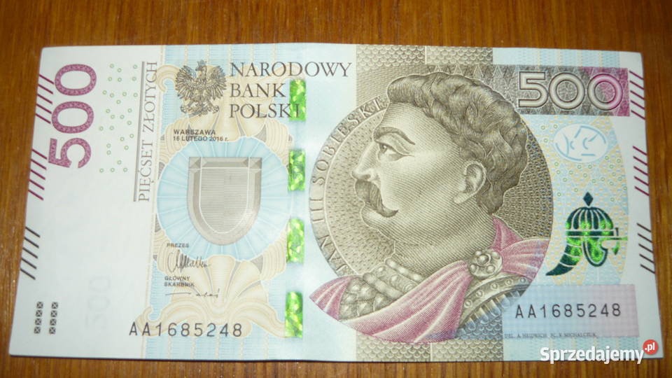 Banknot 500 seria AA 2016 r Sokółka