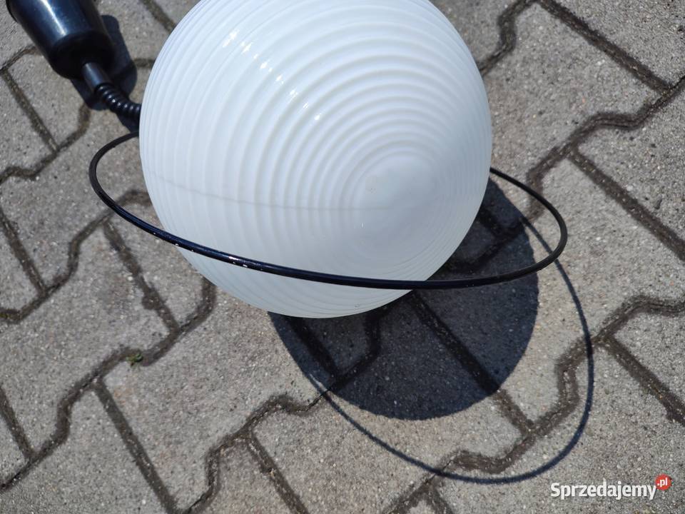 Lampa sufitowa wisząca kula biała PRL Czernica