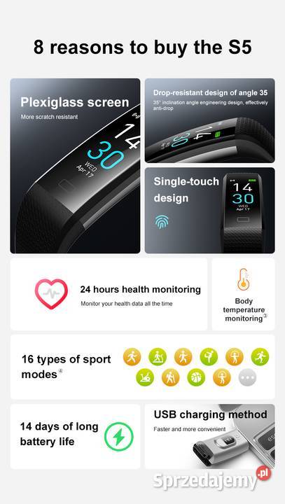 S5 Sports Inteligentny Zegarek Wodoodporna Kraków