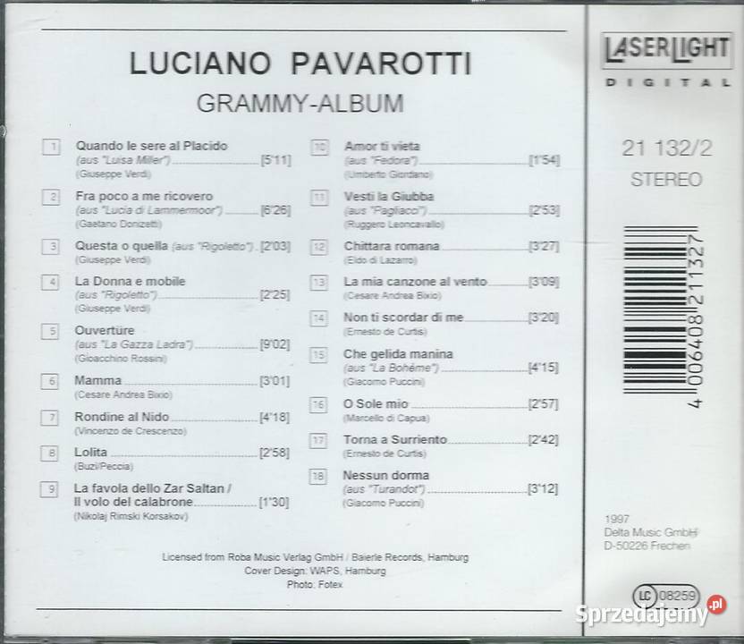 CD Luciano Pavarotti GrammyAlbum 1997 Płyty i kasety mazowieckie Brwinów