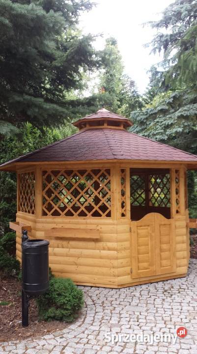 Duża ośmiokątna altana ogrodowa z ławami i Dom i Ogród