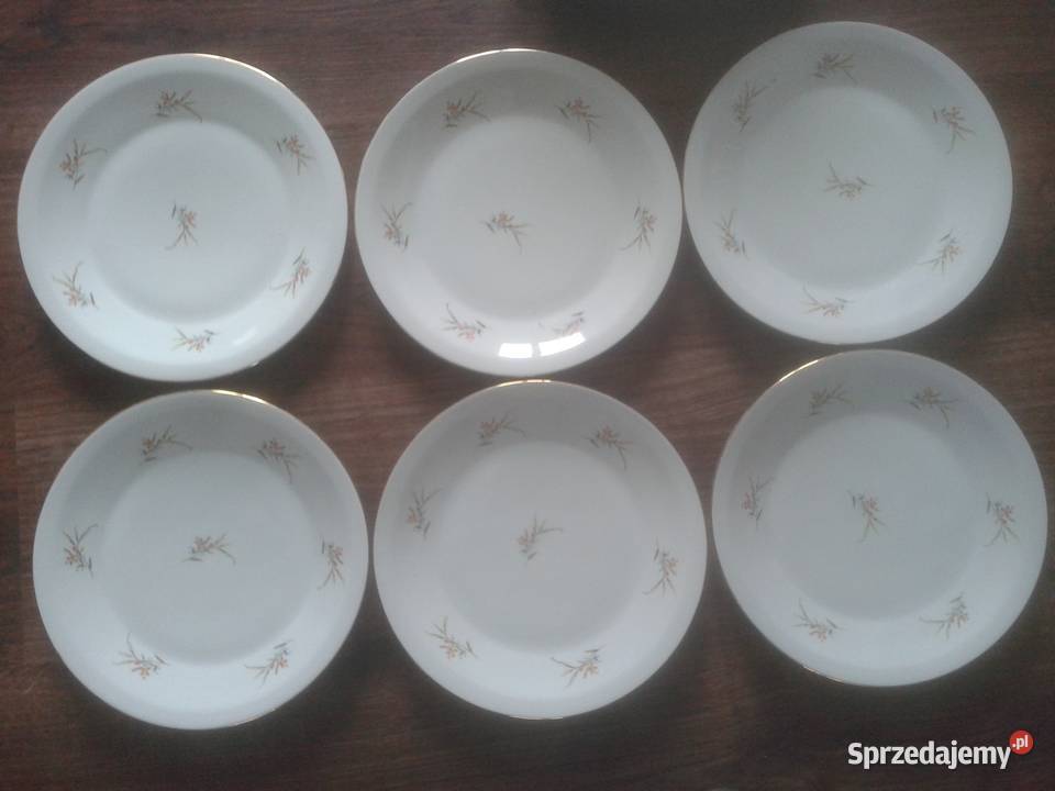 Komplet talerzy Chodzież Made in Poland vintage biały