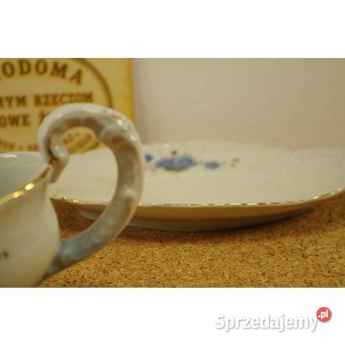 Porcelanowa sosjerka z podstawką dekoracja Porcelana i szkło