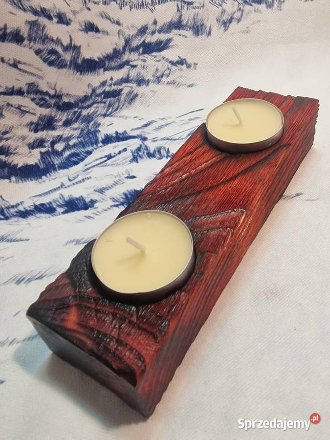 Świecznik Shou Sugi Ban drewno świerkowe Sępopol