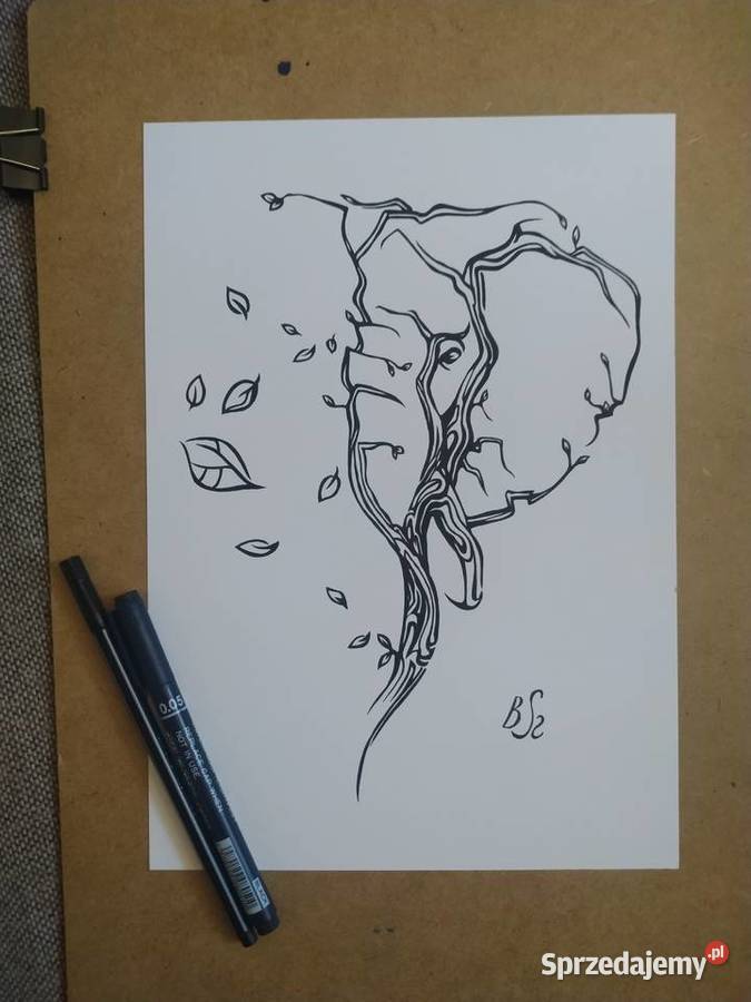 Rysunek słoń cienkopis blok tech A4 250 gm2